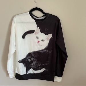 Long Sleeve Cat Kitten Print Shirt Size S
